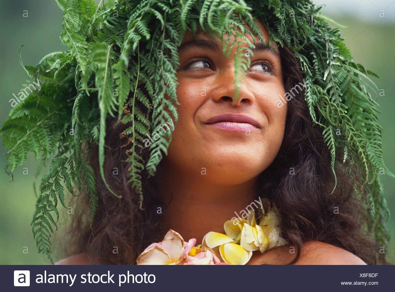 Portrait Polynesian Woman Tahiti French High Resolution Stock.