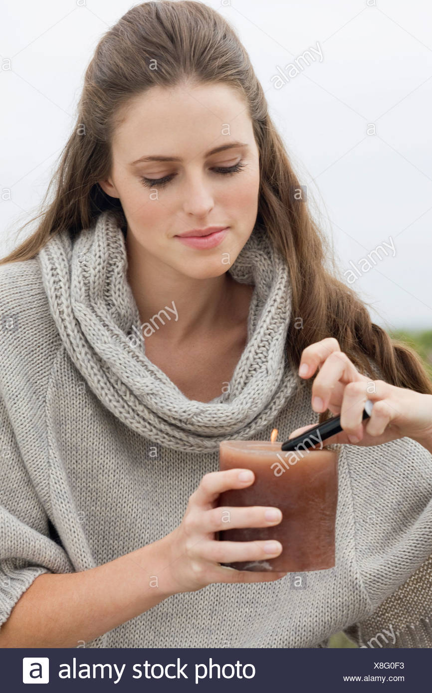 Woman Lighting Cigarette Stock Photos & Woman Lighting Cigarette Stock