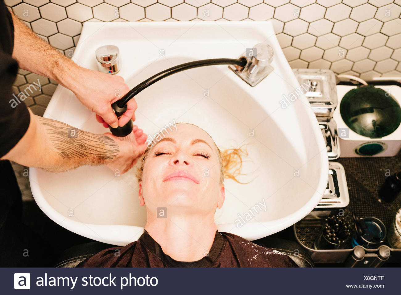 A Woman With Short Hair At The Hairdressers Stock Photo 280651519