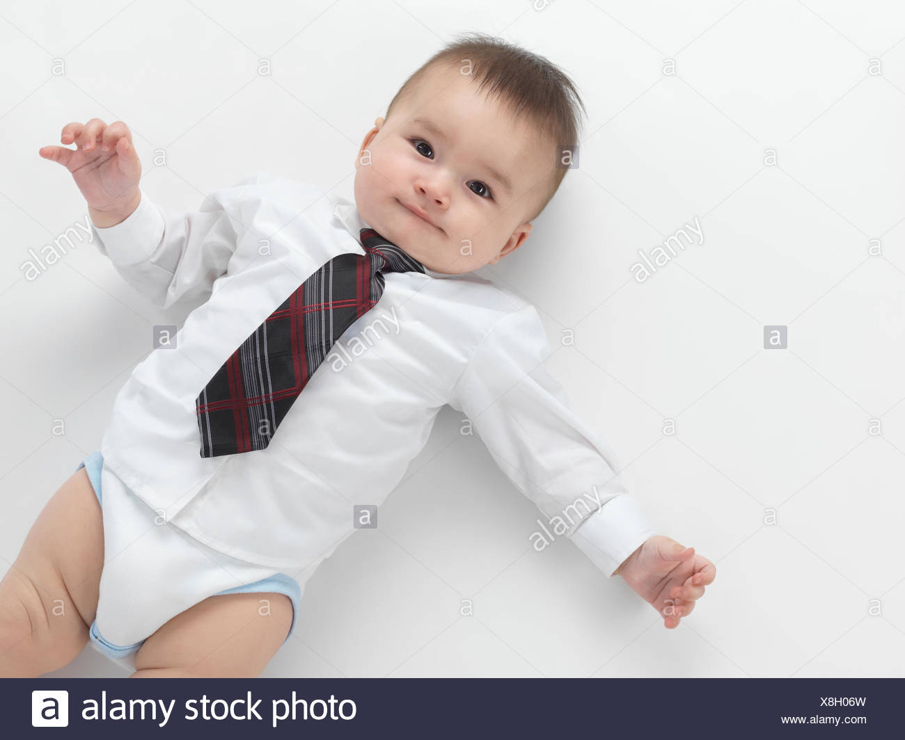 Baby Boy Wearing A Shirt And A Tie Stock Photo Alamy