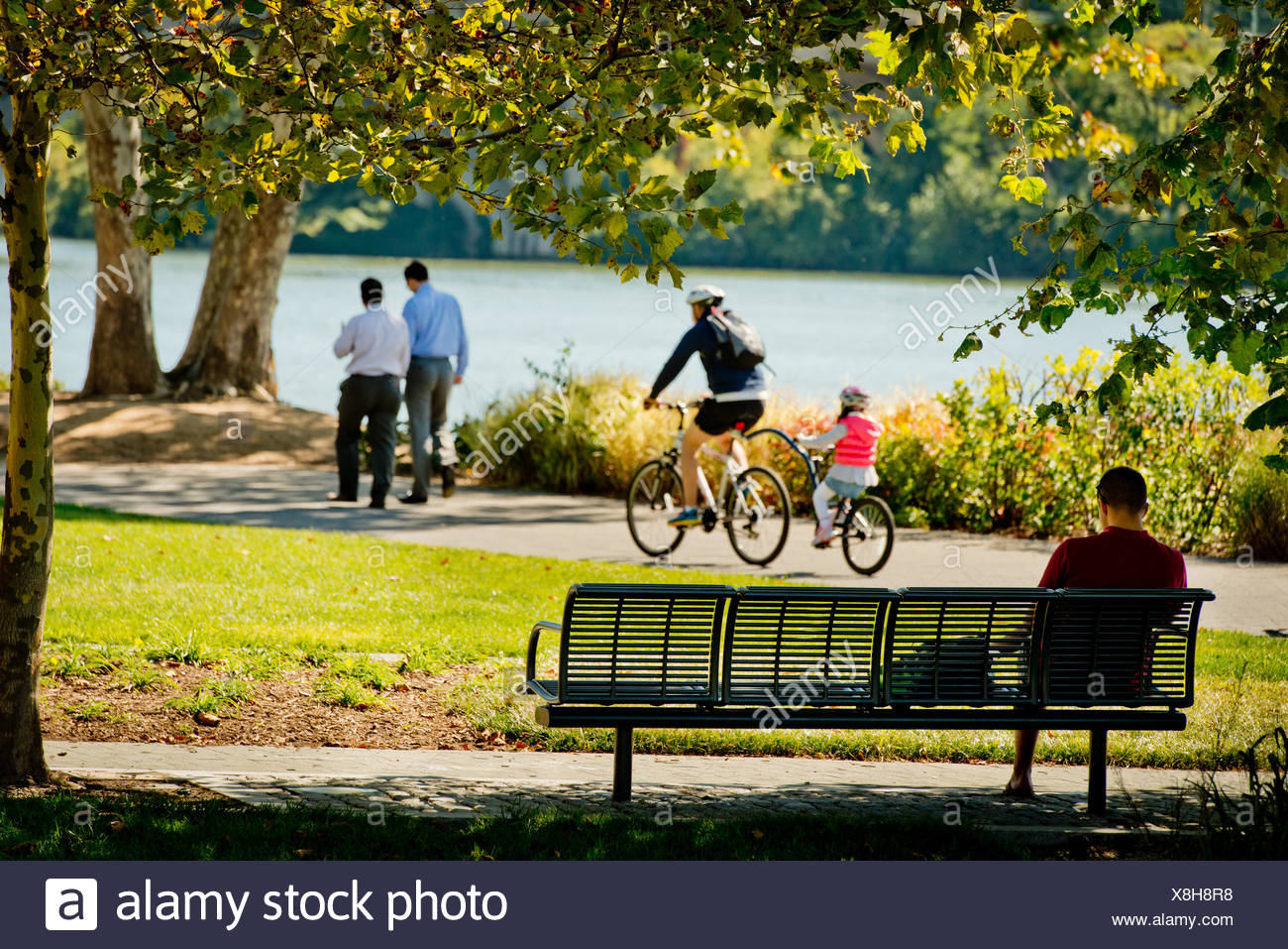 Georgetown Waterfront Park Along The Potomac River In Washington