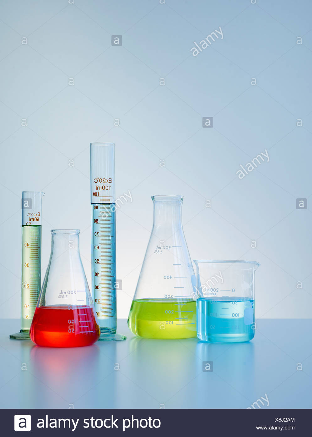 Beakers And Flasks With Colorful Liquids Stock Photo Alamy