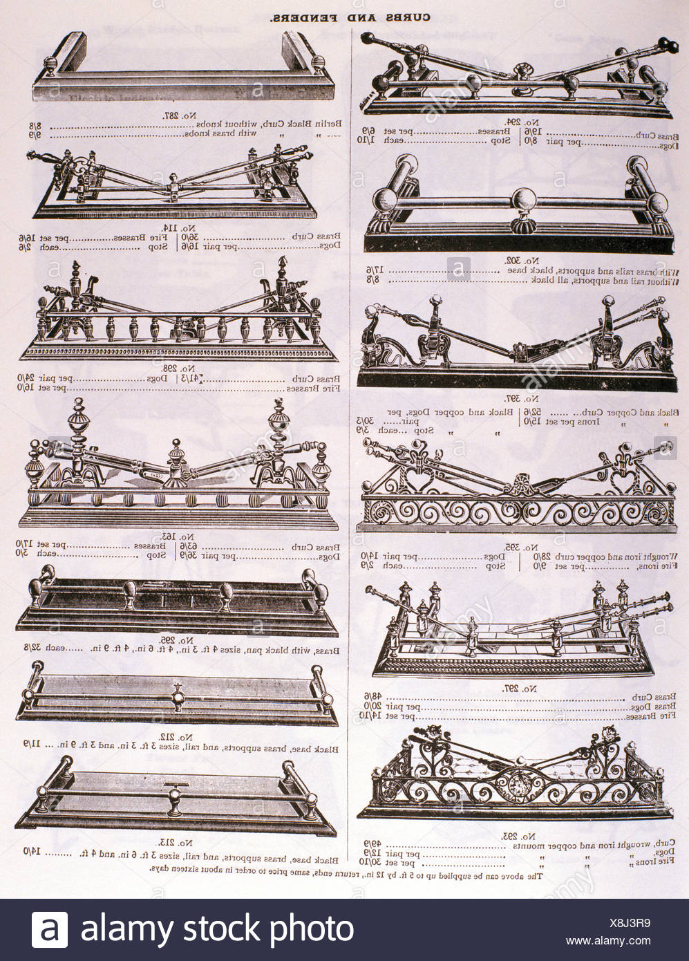 Close Up Of A Page From A Victorian Catalogue Showing Fireplace