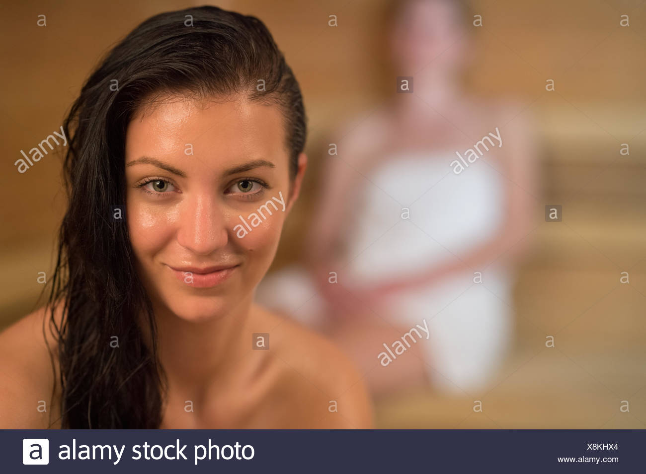 Woman Sweating In Sauna Stock Photos & Woman Sweating In Sauna Stock