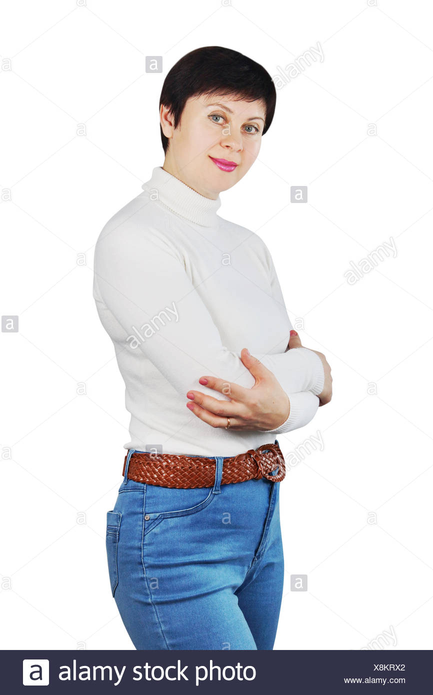 black turtleneck and blue jeans