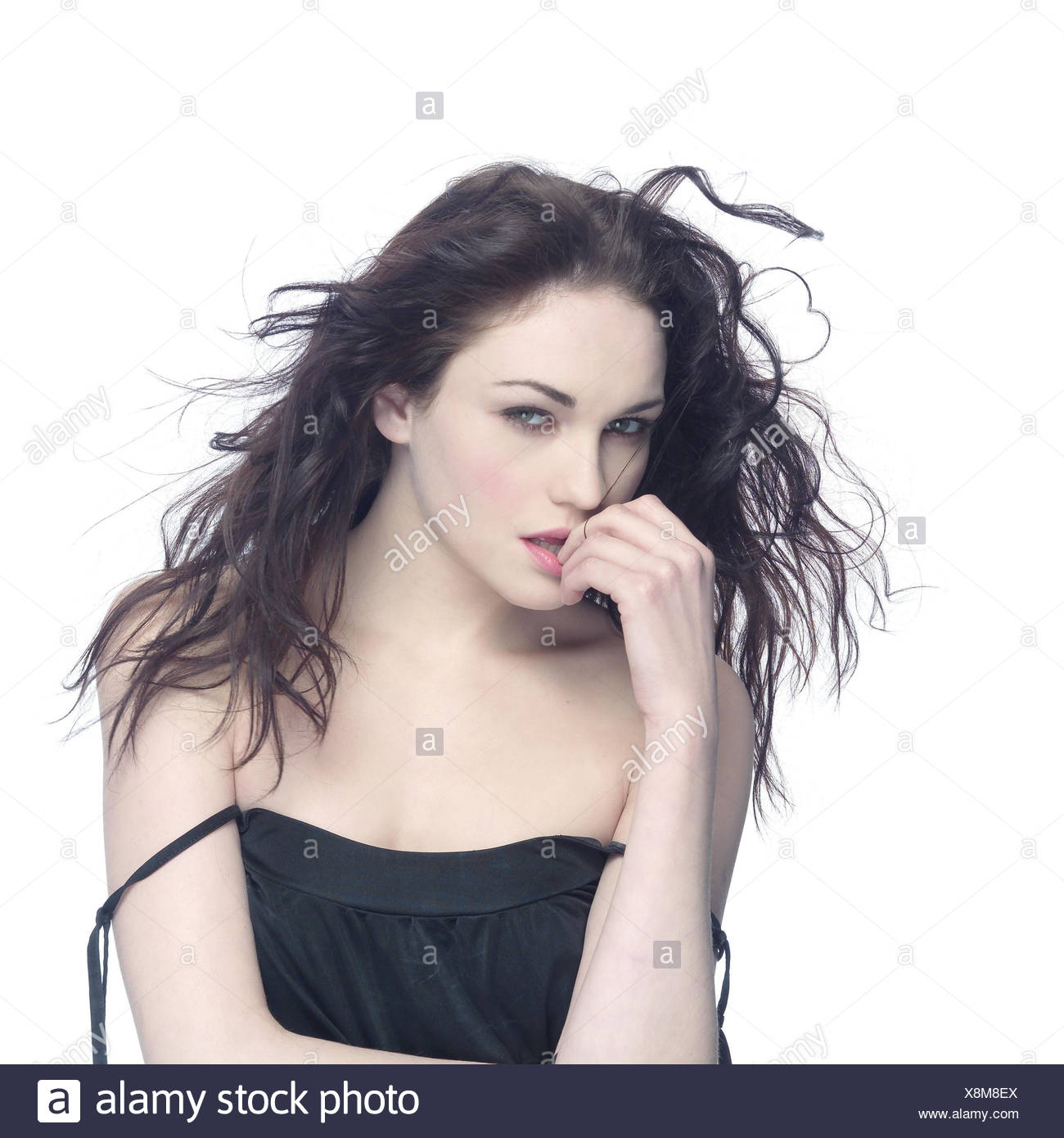 Woman Young Long Haired Pertly Enticing Portrait Women S