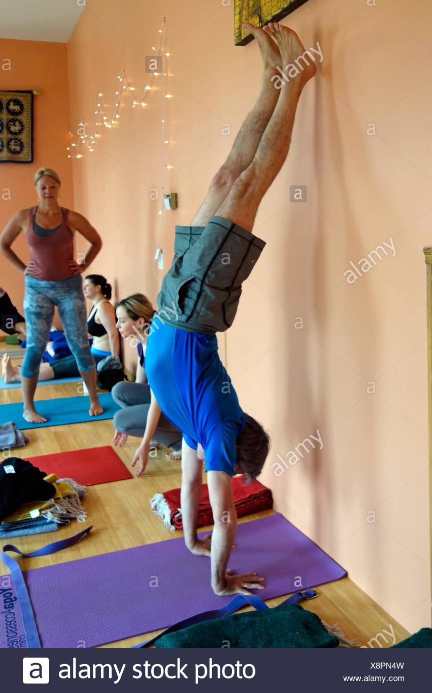Man Doing Doing Yoga Handstand High Resolution Stock Photography and