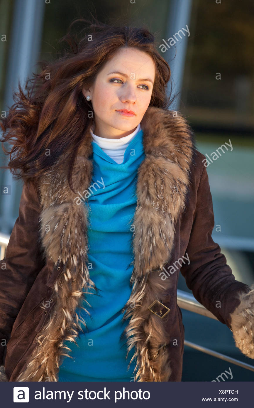 fox outdoor clothing on Woman Fashion Fur Outdoor Fox Coat Mantle Woman Fashion Female Winter Fur Stock Photo Alamy