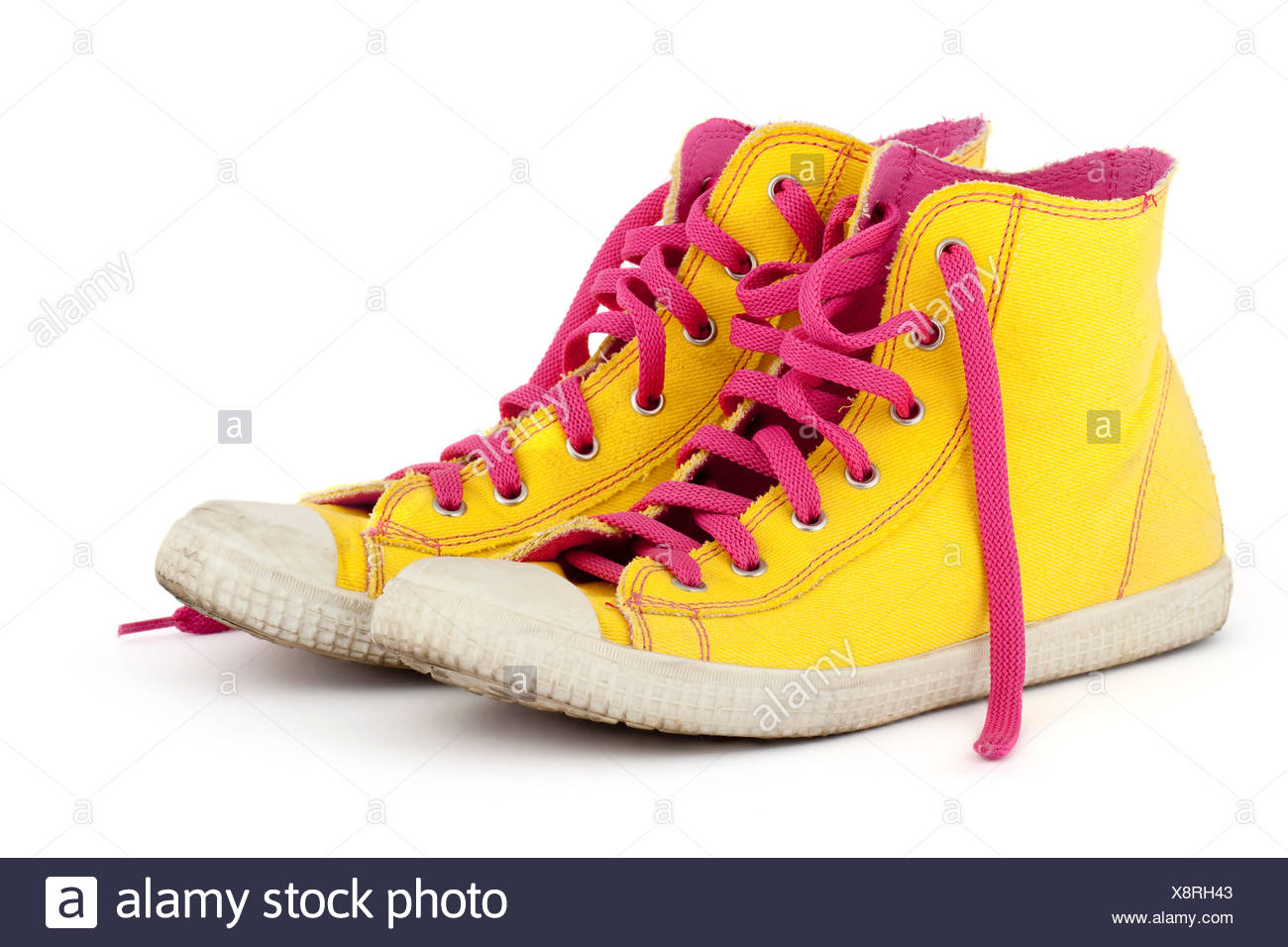 pink and yellow sneakers