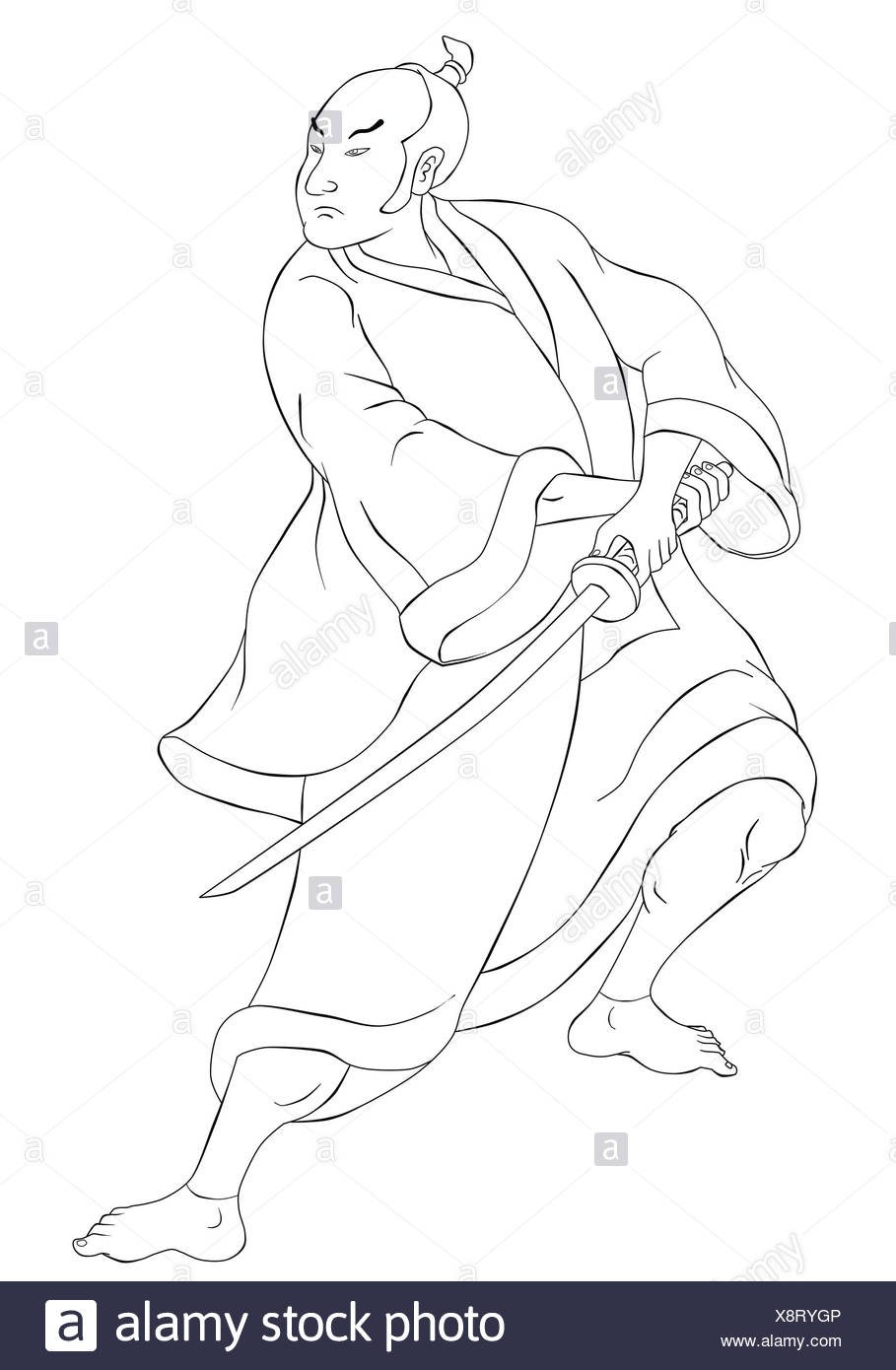 Samurai Fighter Black and White Stock Photos & Images - Alamy