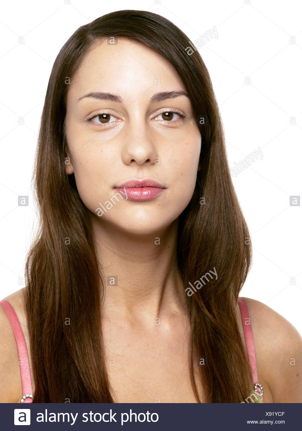 Brunette Female With Long Hair With Side Parting Wearing Minimal