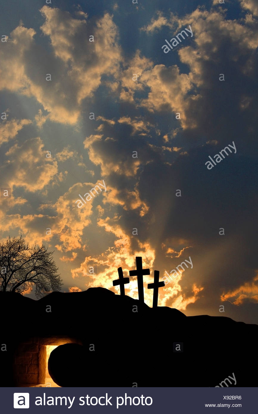 Easter Resurrection Three Crosses Stock Photos & Easter Resurrection