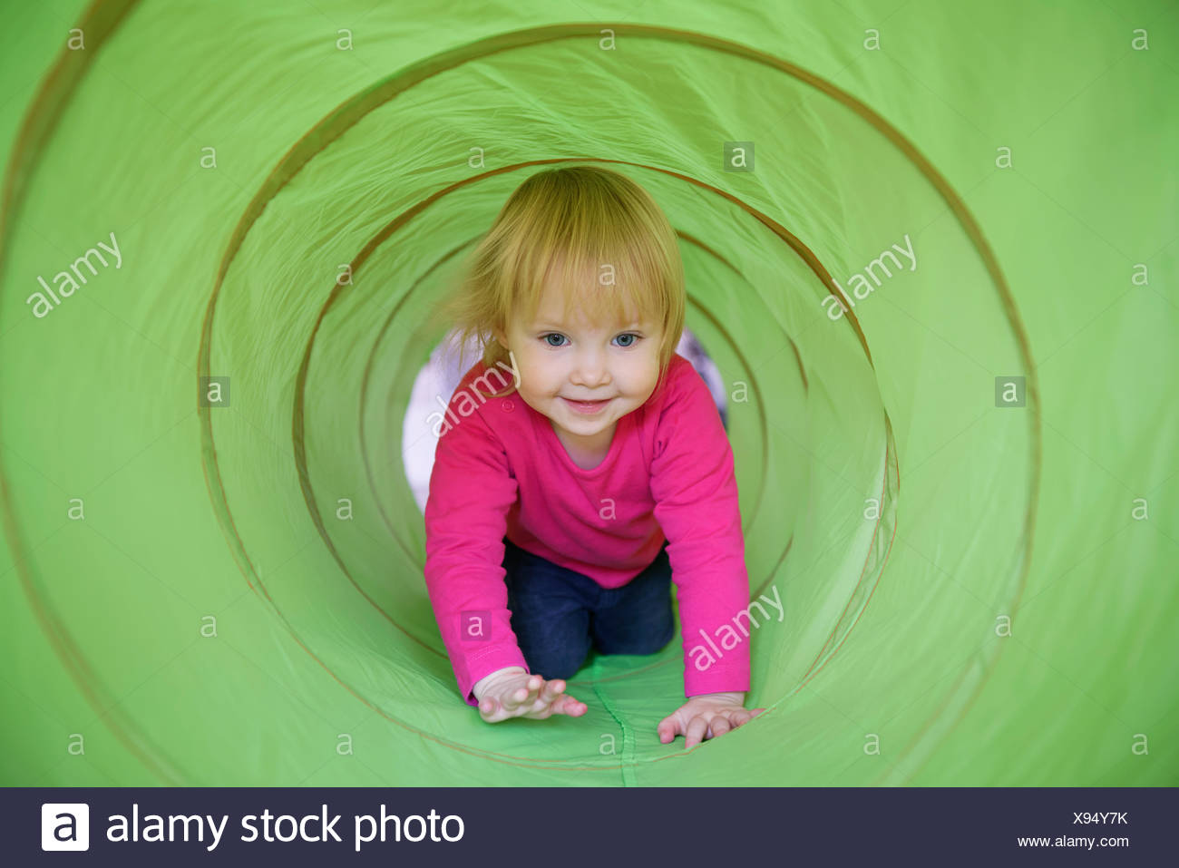 crawling through a tunnel