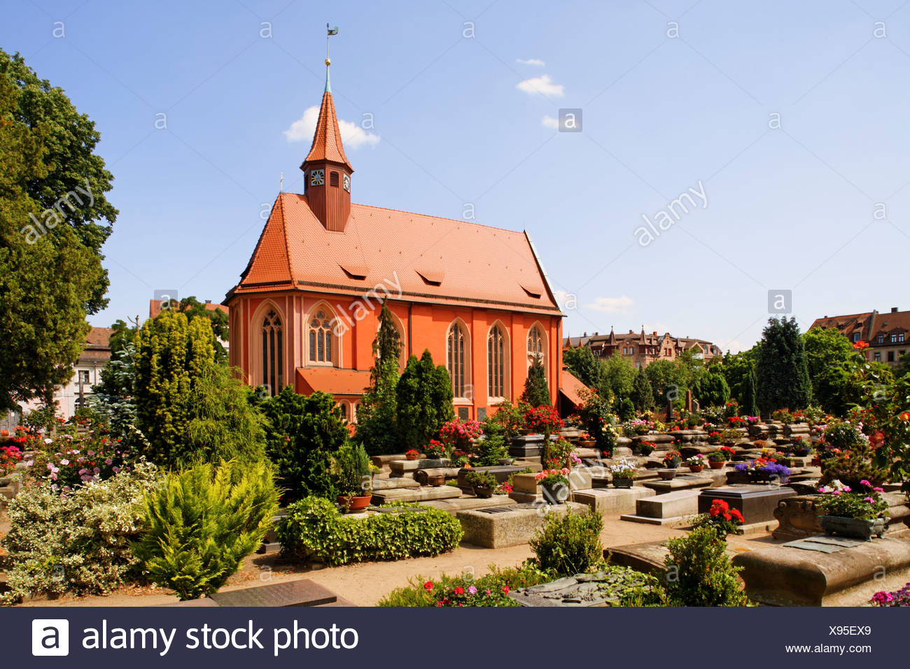 Church in the Johannis graveyard, St. Johannis area, Nuremberg, Middle Franconia, Bavaria, Germany, Europe Stock Photo