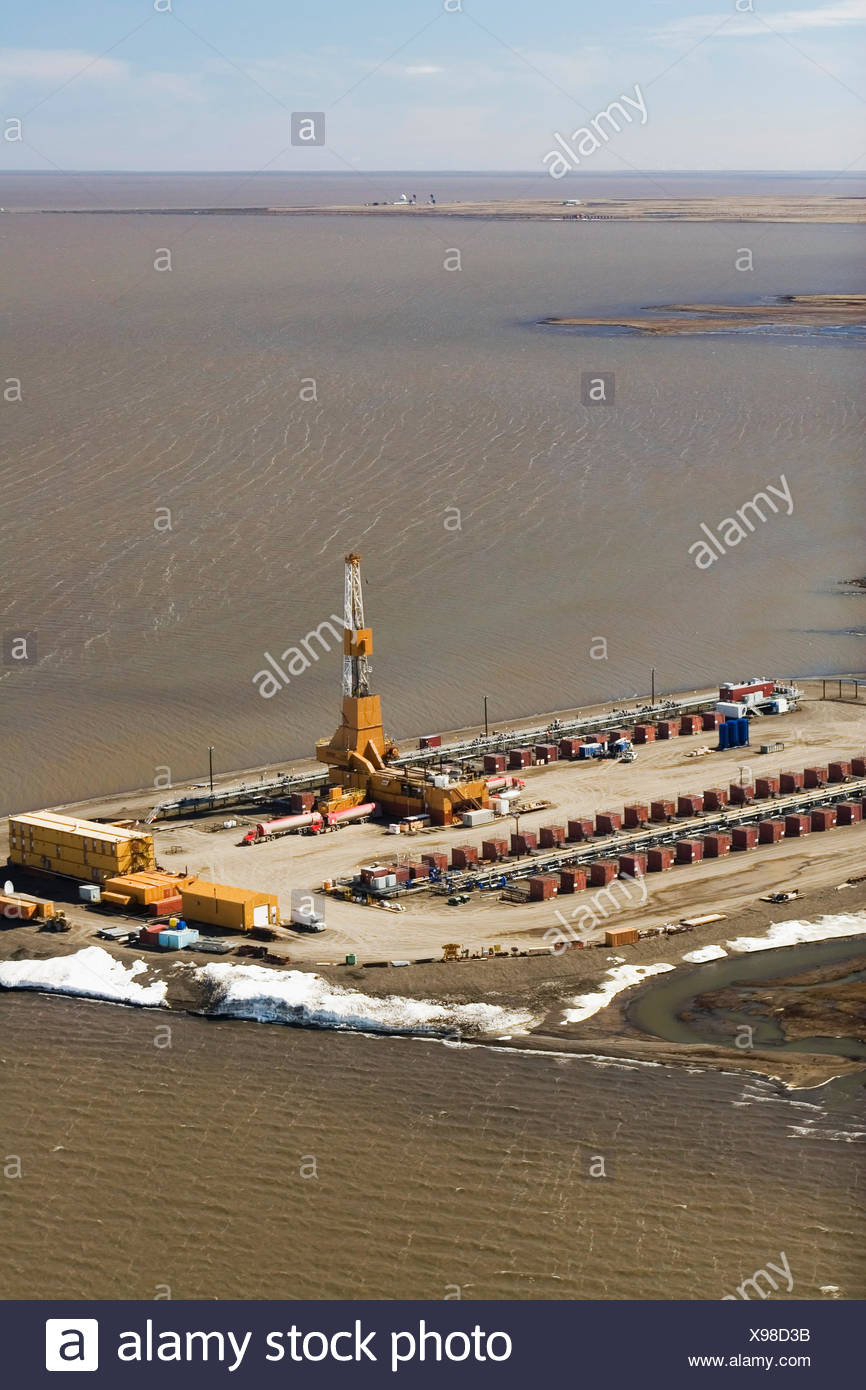 Alaska Arctic Oil Drilling Prudhoe Rig Bay High Resolution Stock