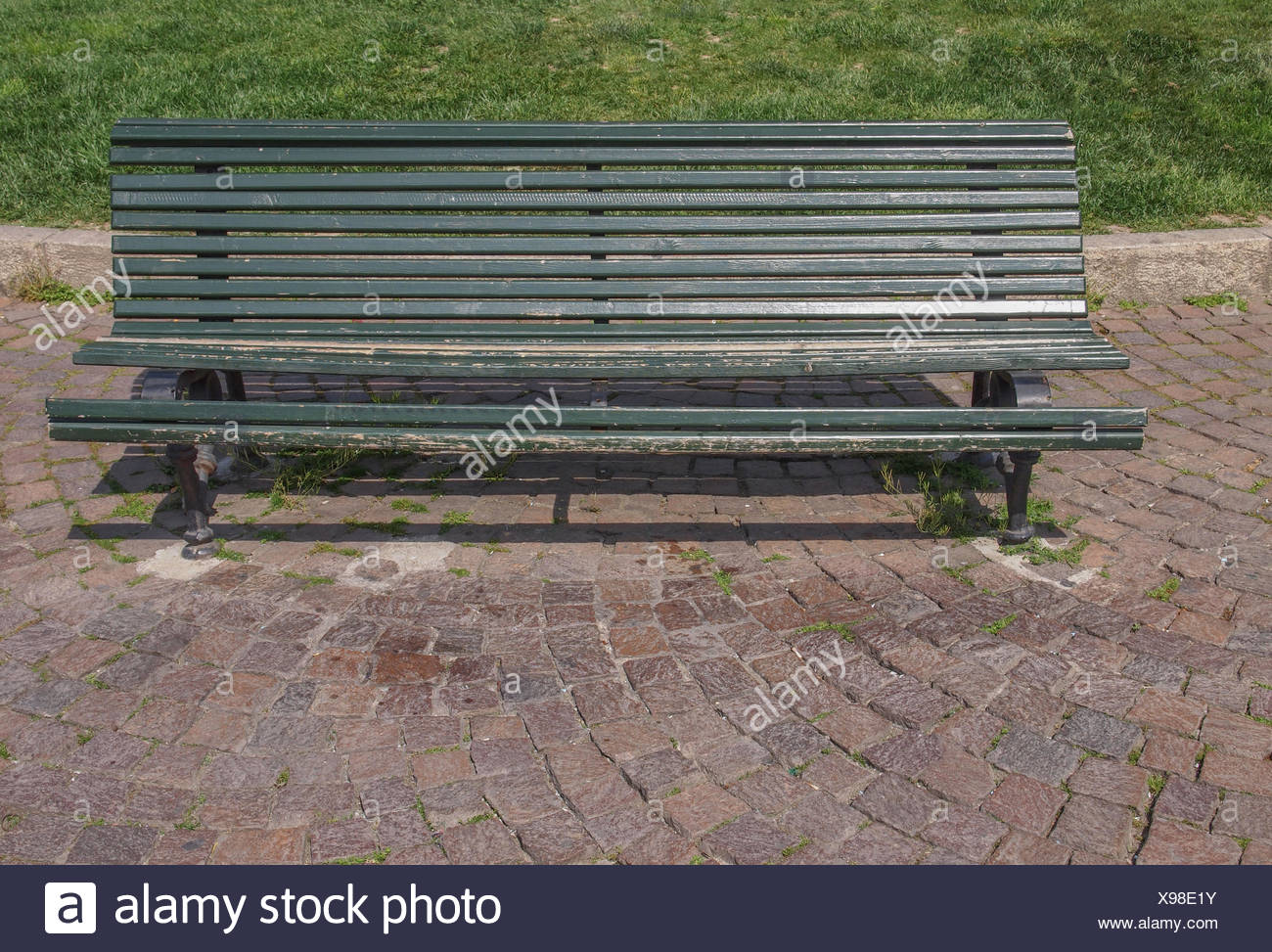 A Public Bench Chair Used In Stations And Parks Stock Photo