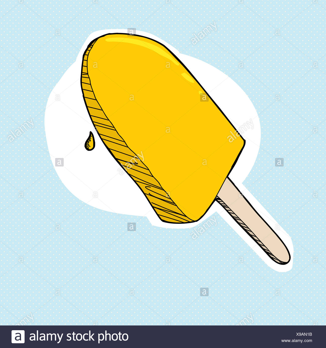 Lemon Popsicle Cartoon On Halftone Background Stock Photo Alamy