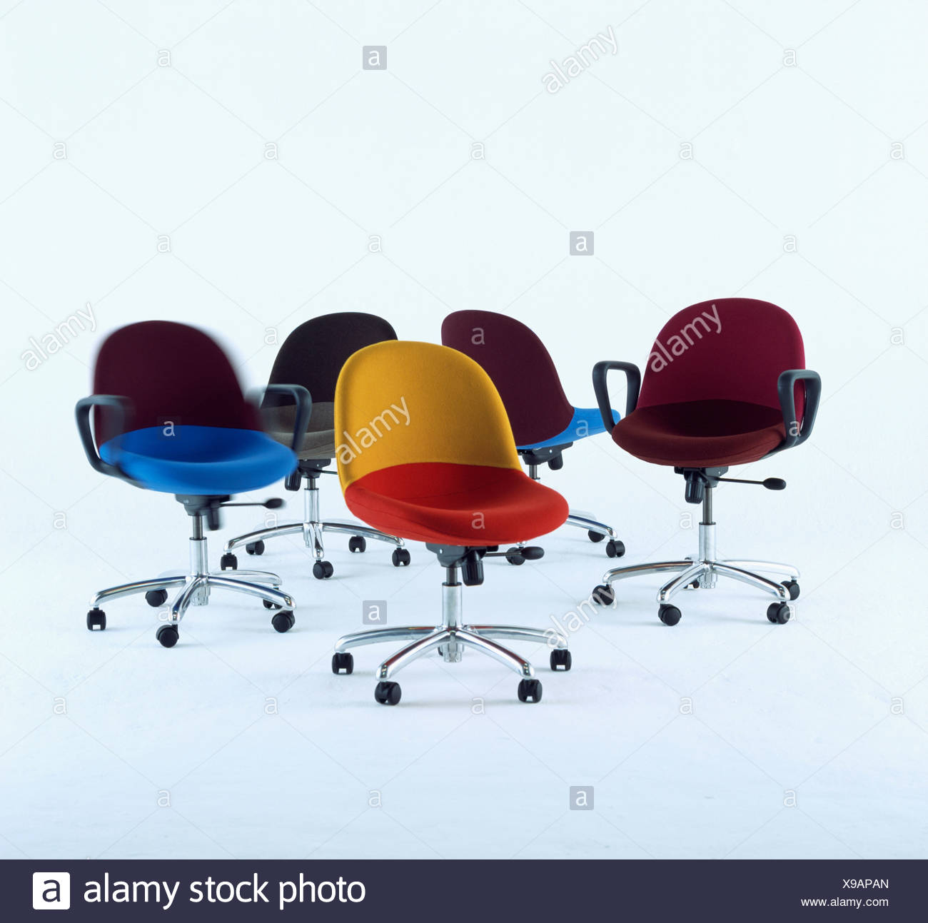Group Of Colourful Modern Office Chairs Stock Photo 281134861 Alamy