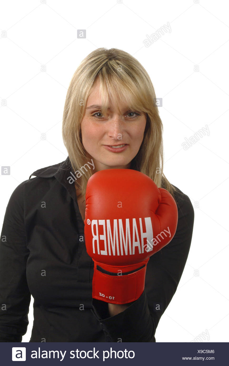Young woman with boxing gloves, Stock Photo