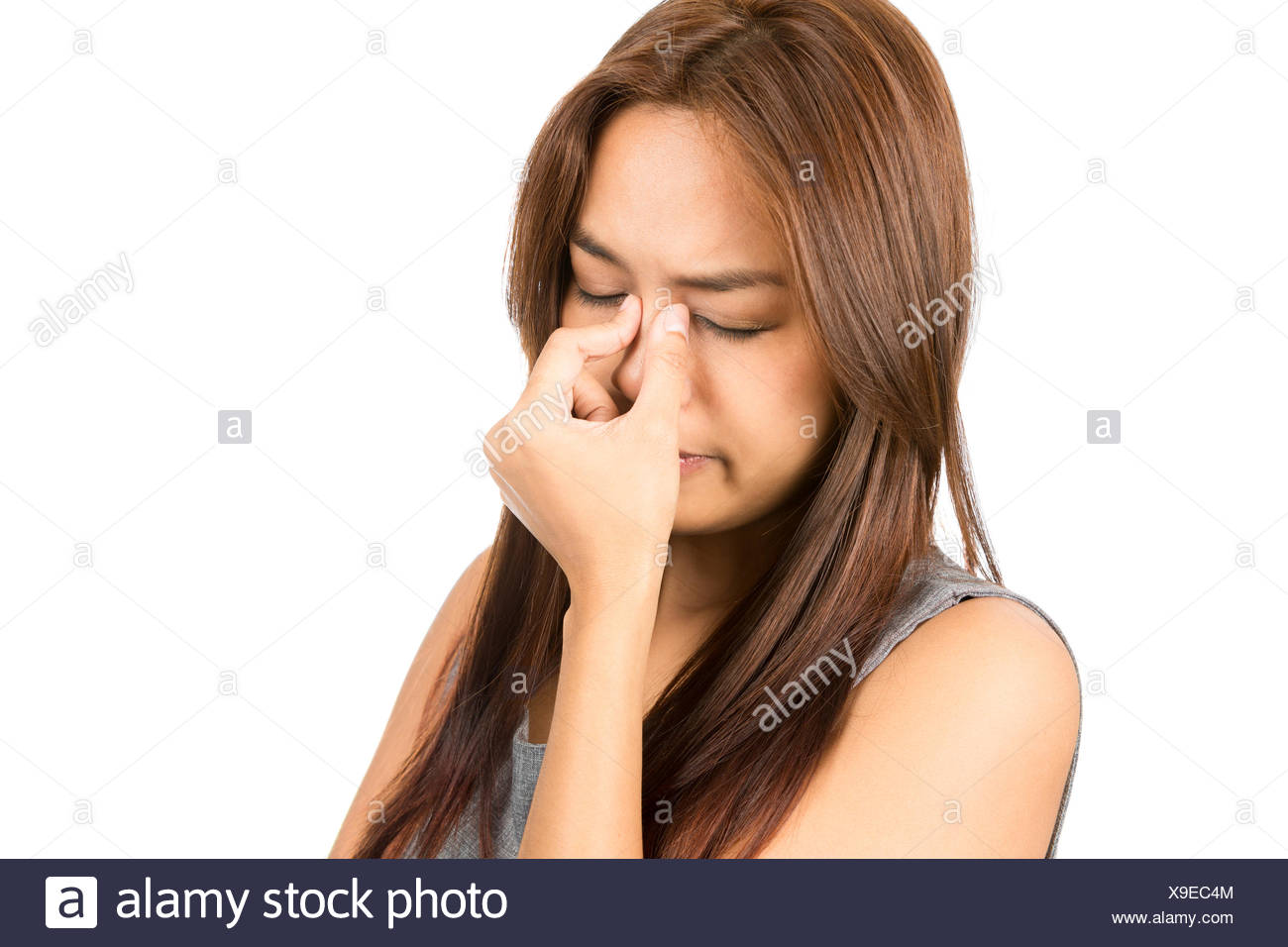 Woman Holding Bridge Nose High Resolution Stock Photography and Images