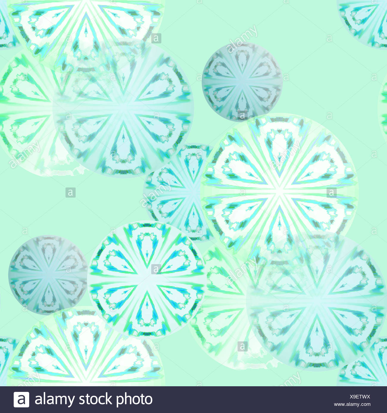 photo Mint Green Cool Teal Backgrounds https www alamy com abstract geometric seamless background overlapping circle pattern in white and turquoise blue shades on mint green strewed floral ornaments in fresh cool colors image281224662 html