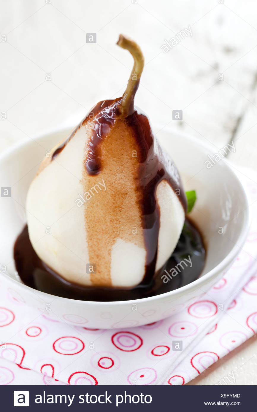 Pear Chocolate Sauce Poire Belle Helene Stock Photo Alamy Pear Chocolate Sauce Poire Belle Helene Stock Photo Alamy