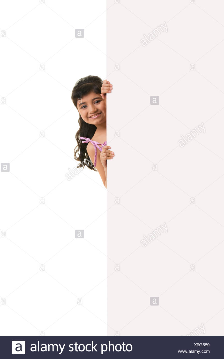 Girl Peeping Stock Photo Alamy