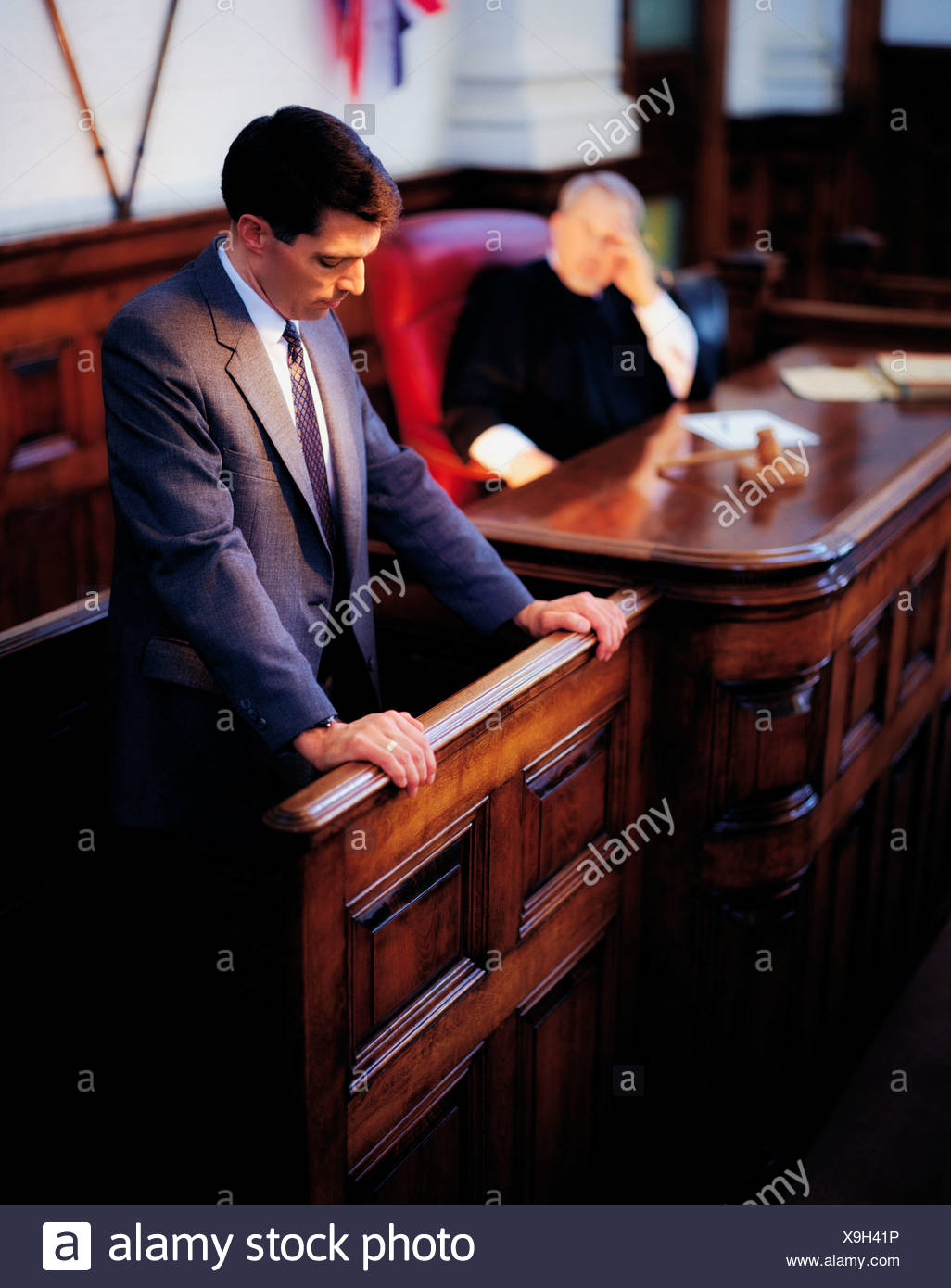 A Man On The Witness Stand In A Courtroom Stock Photo Alamy