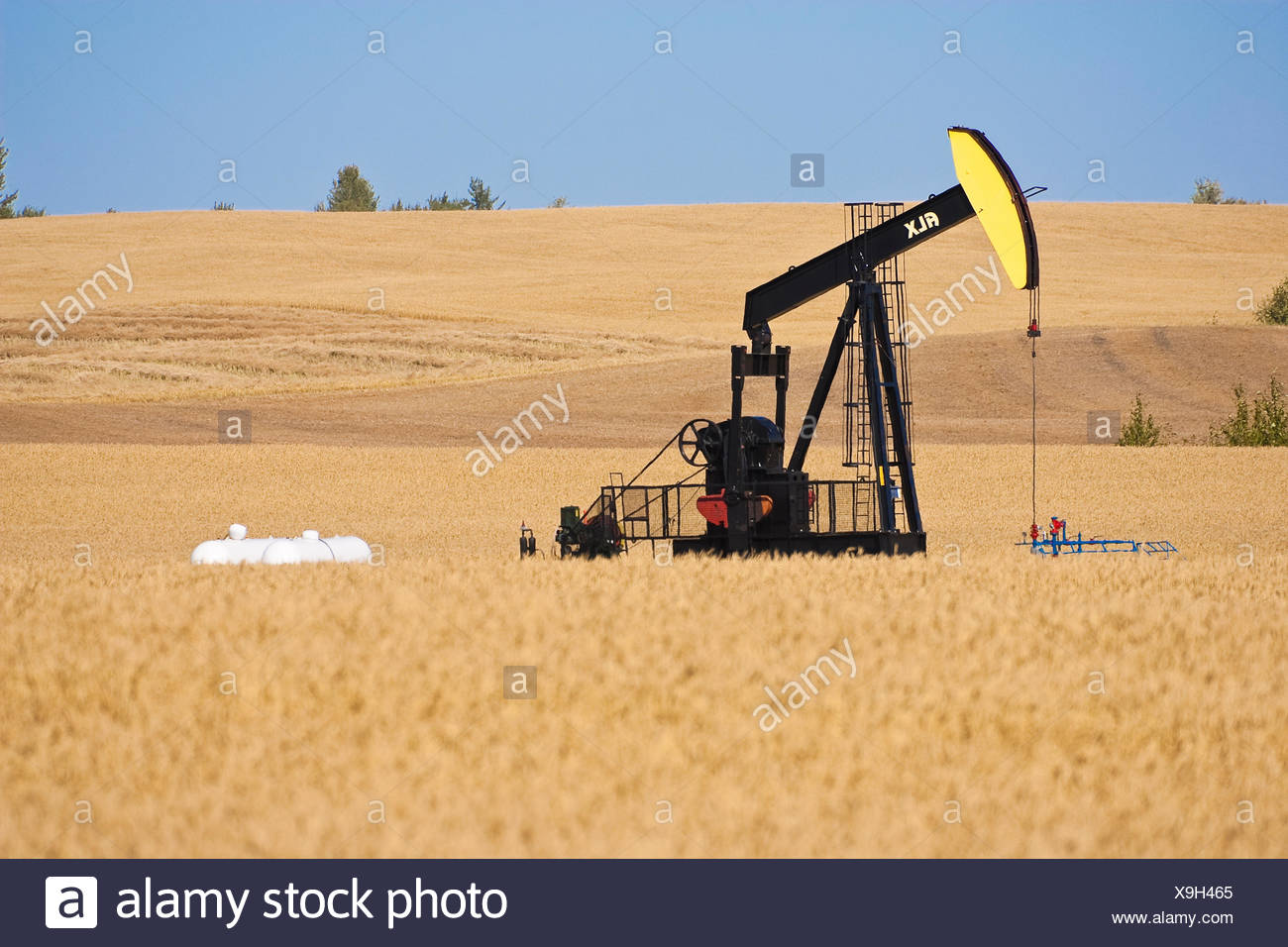 Pump Jack In Field In Alberta High Resolution Stock Photography and