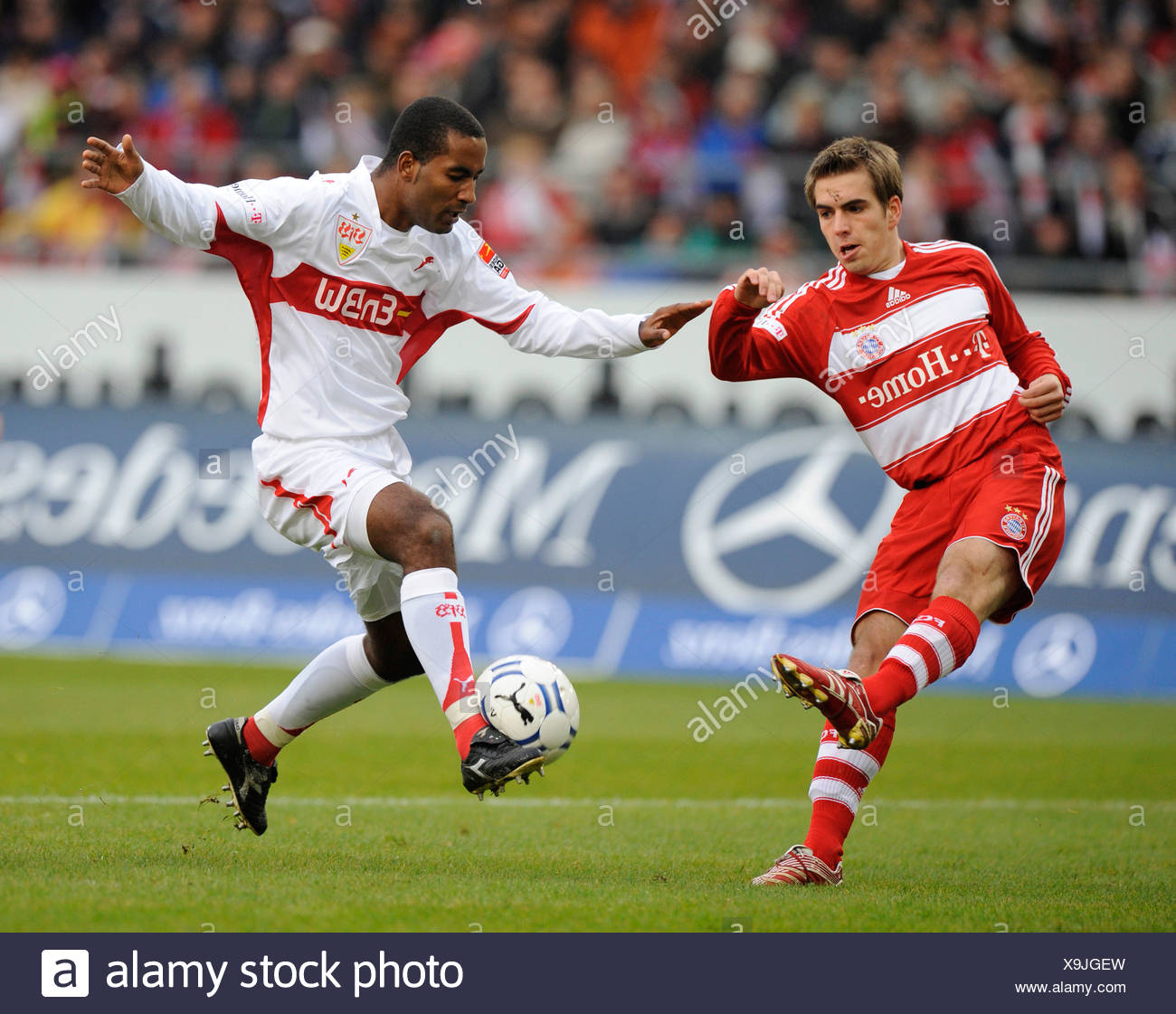 Philipp Lahm Fc Bayern Muenchen Left Vs Cacau Vfb Stuttgart Stock Photo Alamy