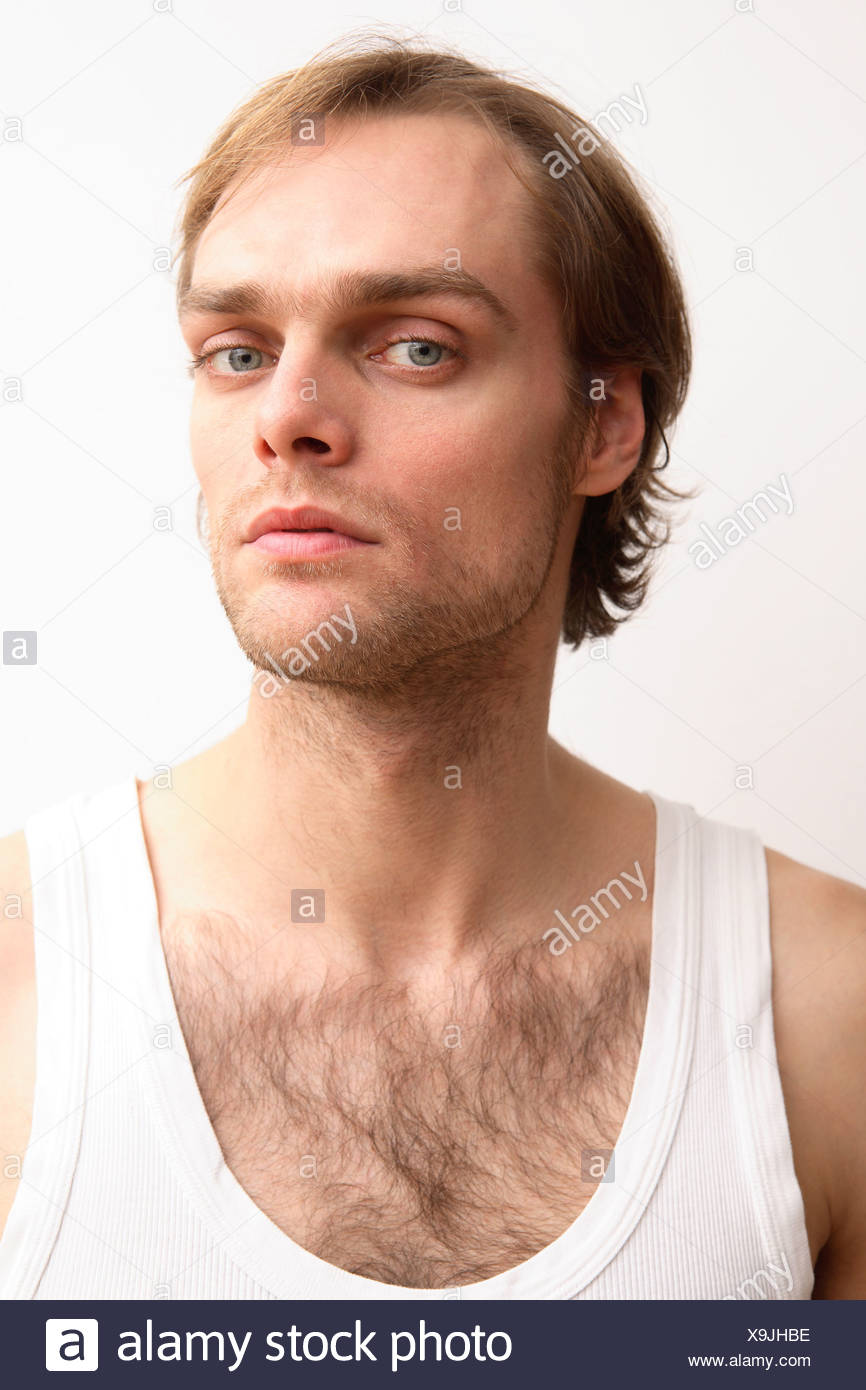 Man Young Seriously Undershirt Portrait People 20 30 Years 30 40