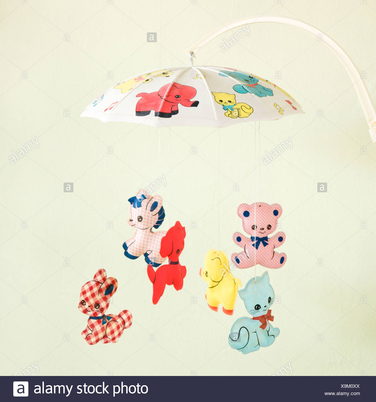 Still Life Of Vintage Baby Mobile With Colorful Moving - 