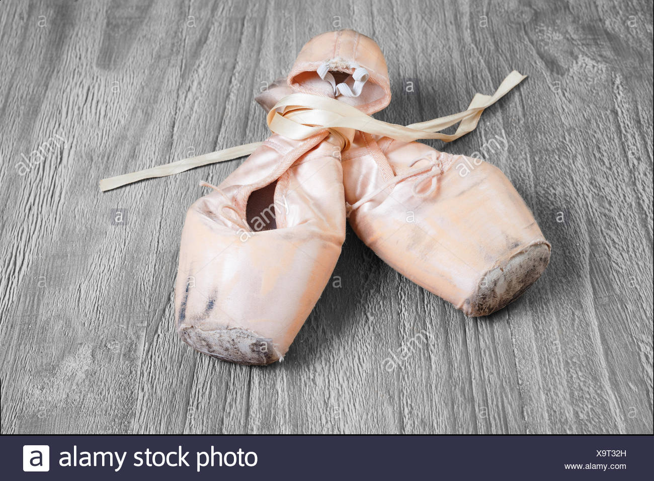 used ballet pointe shoes Stock Photo 