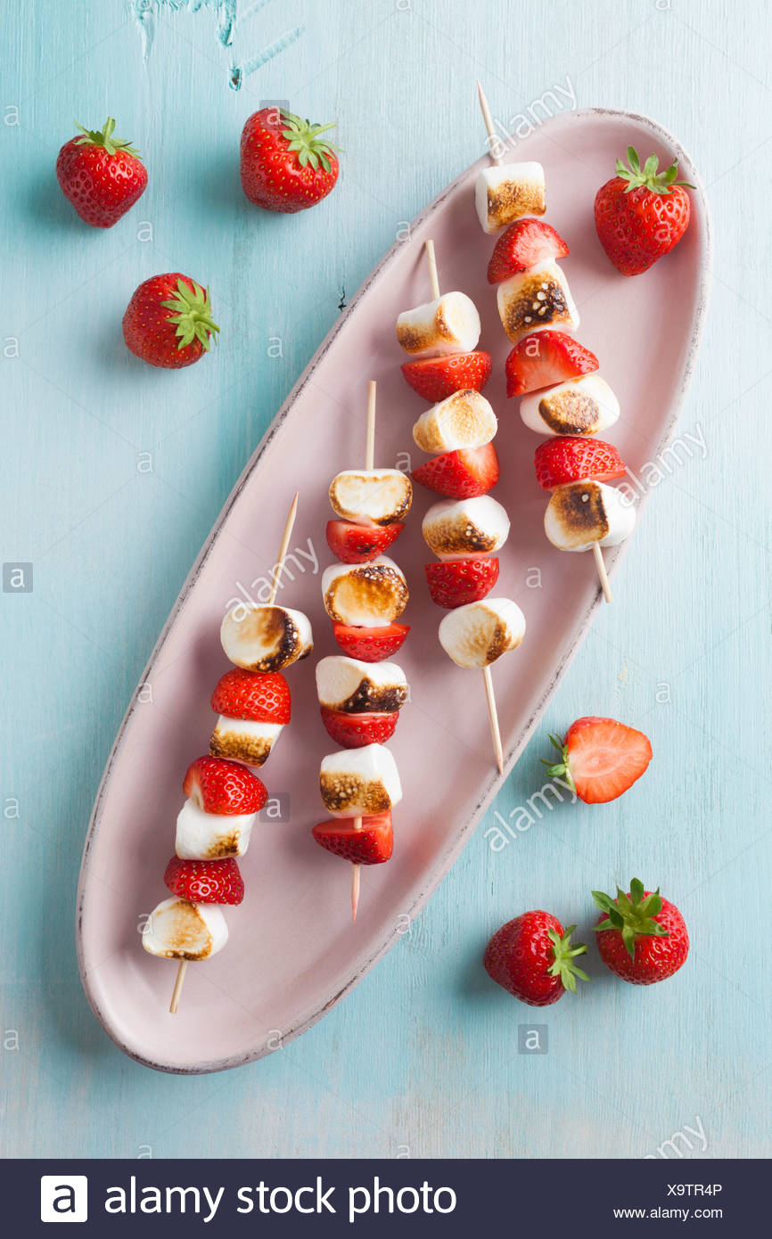Strawberry Marshmallow Skewer High Resolution Stock Photography and