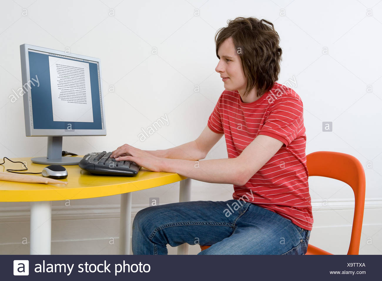 Teenage Boy Using Personal Computer Stock Photo 281444194 Alamy