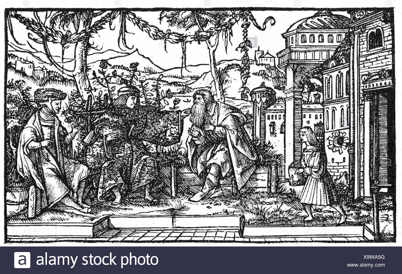 More, Thomas, 7.2.1478 - 6.7.1535, English philosopher and politician, work "Utopia", illustration, woodcut by Ambrosius Holbein, 1518, ...