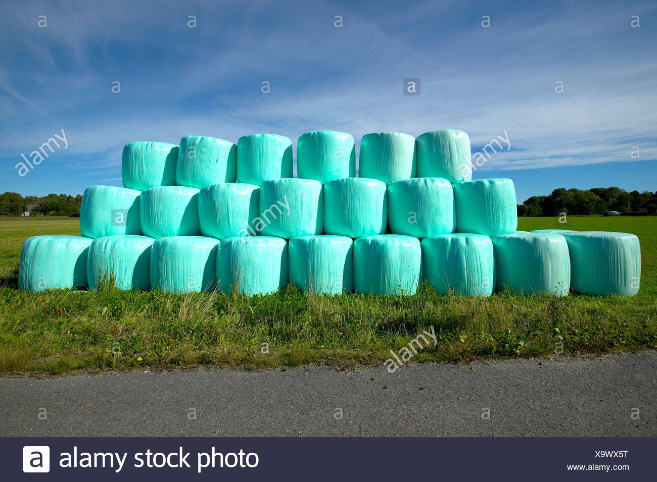 Hay Bales Wrapped In Plastic Stock Photos & Hay Bales Wrapped In ...
