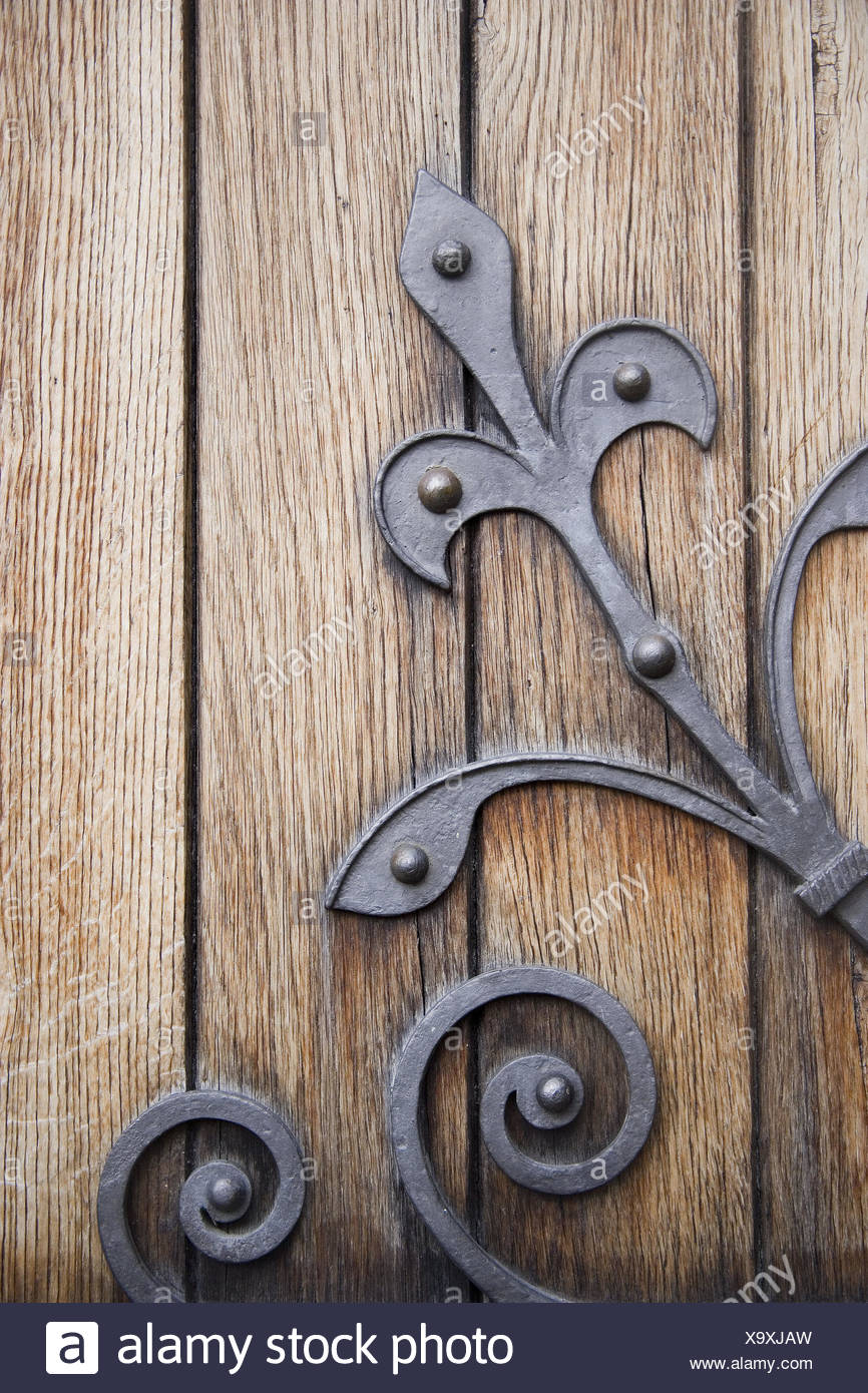 Wood Door Wrought Iron Stock Photos & Wood Door Wrought Iron Stock