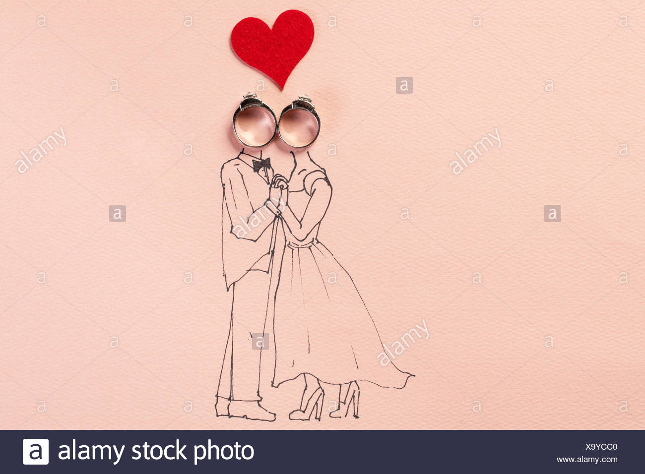 Illustration Wedding Couple Holding Hands Stock Photos