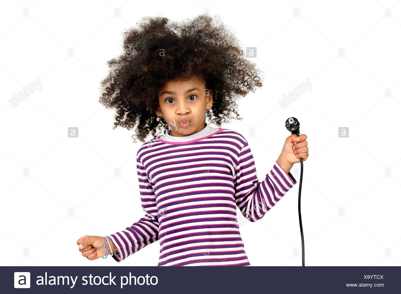 Beautiful Dark Girl With Hair In The Air Due To An Electric Shock