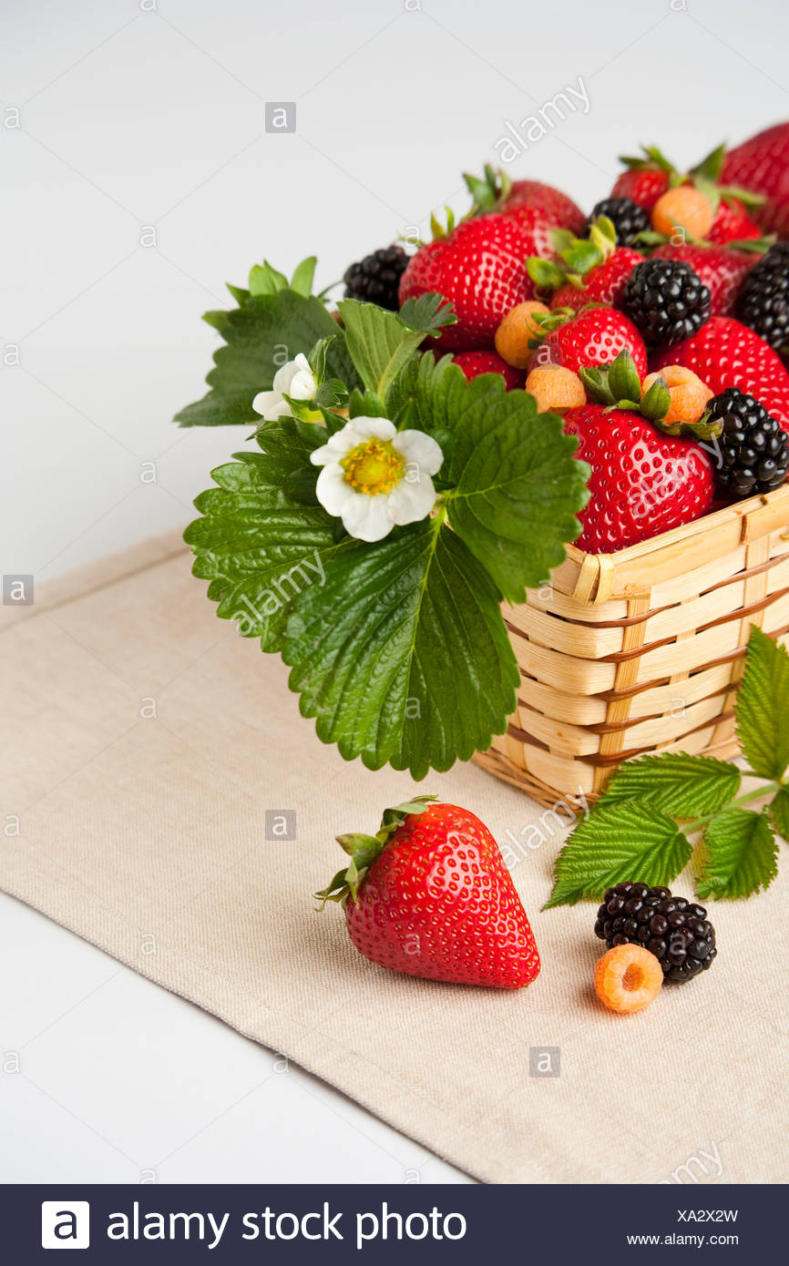 Wooden Berry Basket Mixed Berries