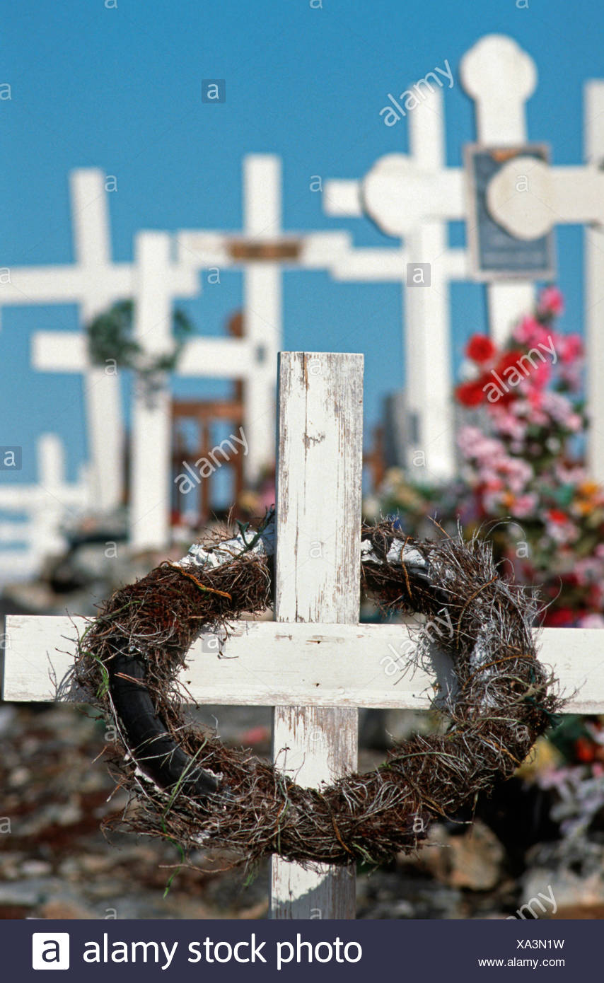 Cemetery With Simple White Wooden Crosses Ilulissat Greenland