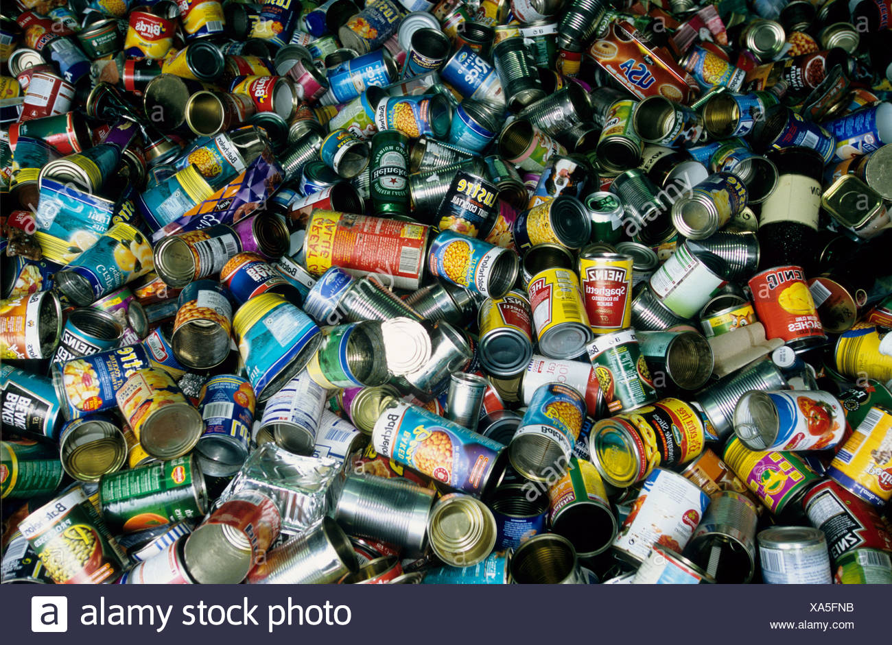 Recycling Bin Metal Cans Tins High Resolution Stock Photography and