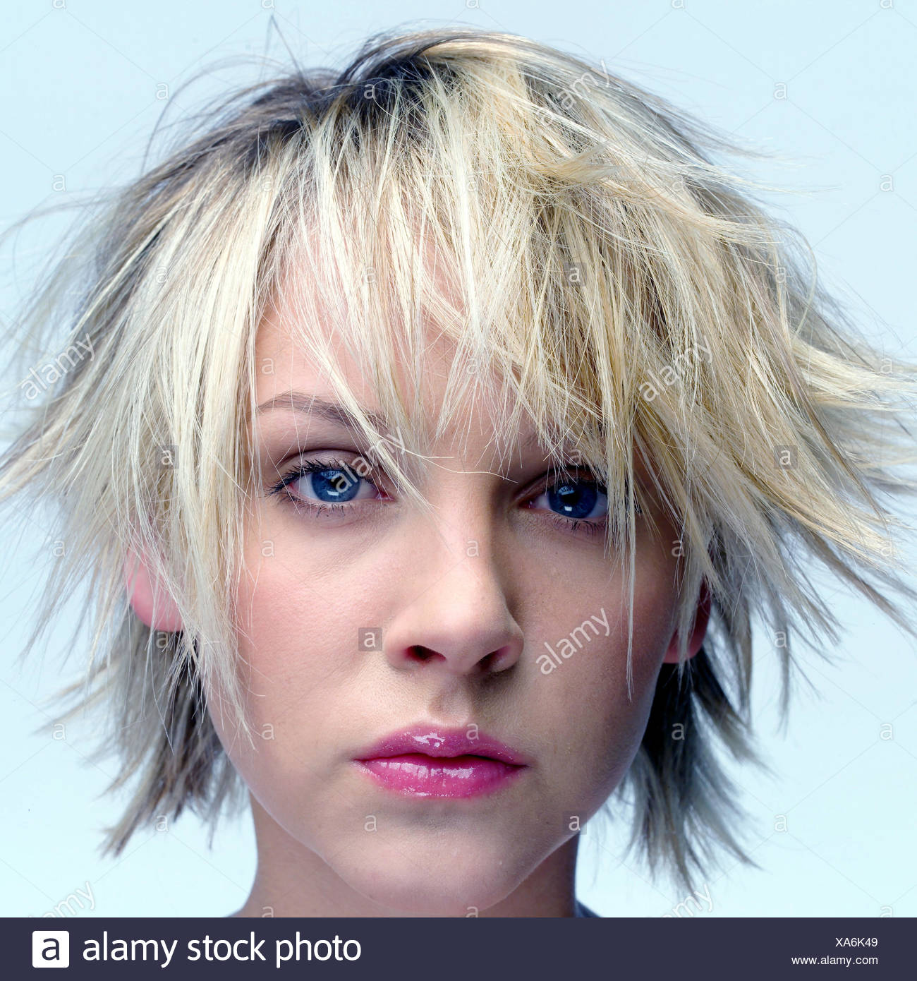 Woman Young Seriously Portrait Very Close View Camera Short