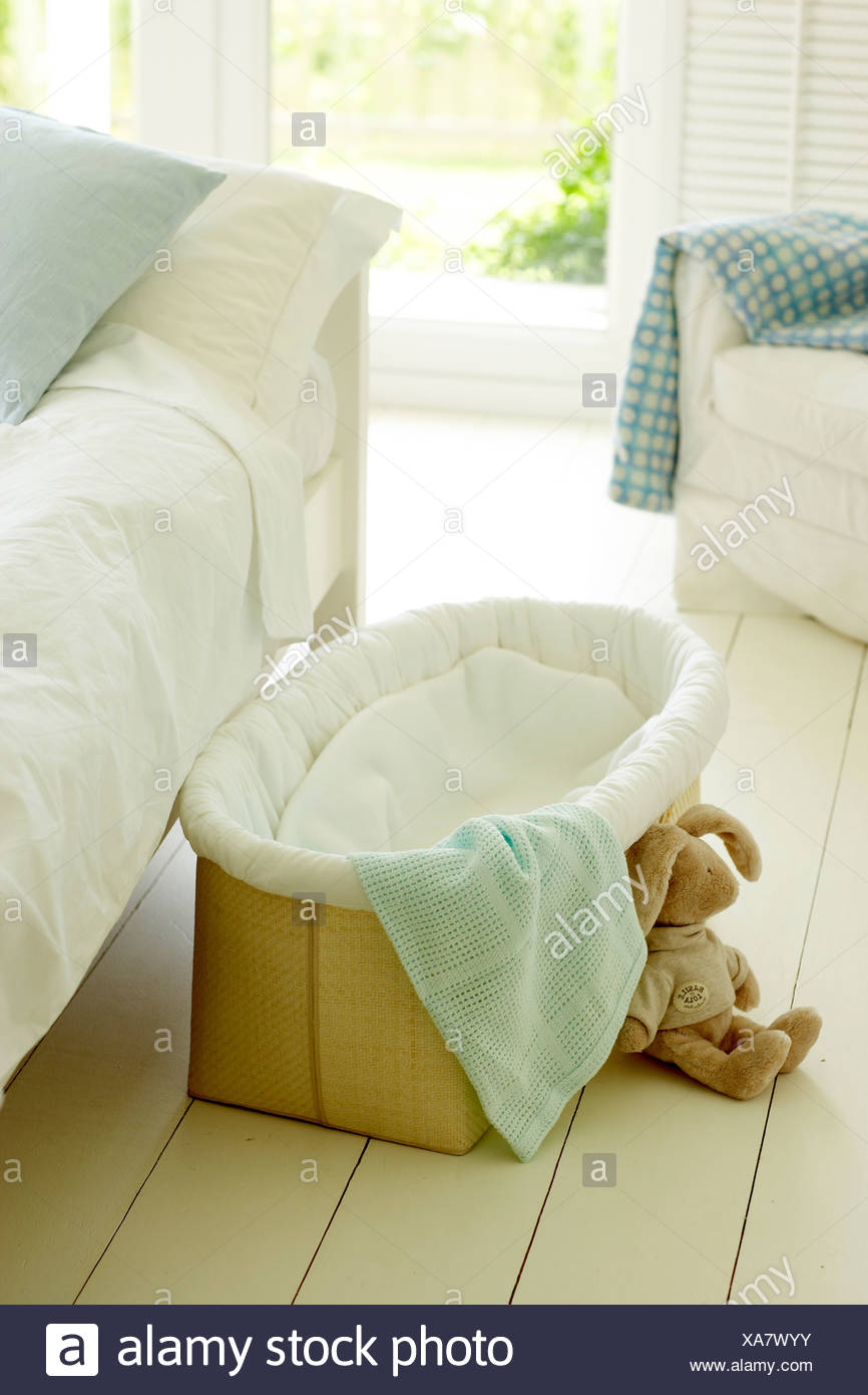 moses basket in bed