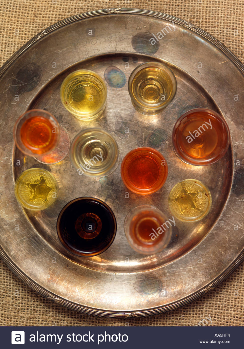 Download High Angle View Of Shots On Metal Tray Stock Photo Alamy Yellowimages Mockups