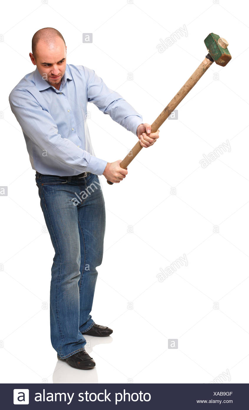 man with hammer in action Stock Photo: 281761439 - Alamy