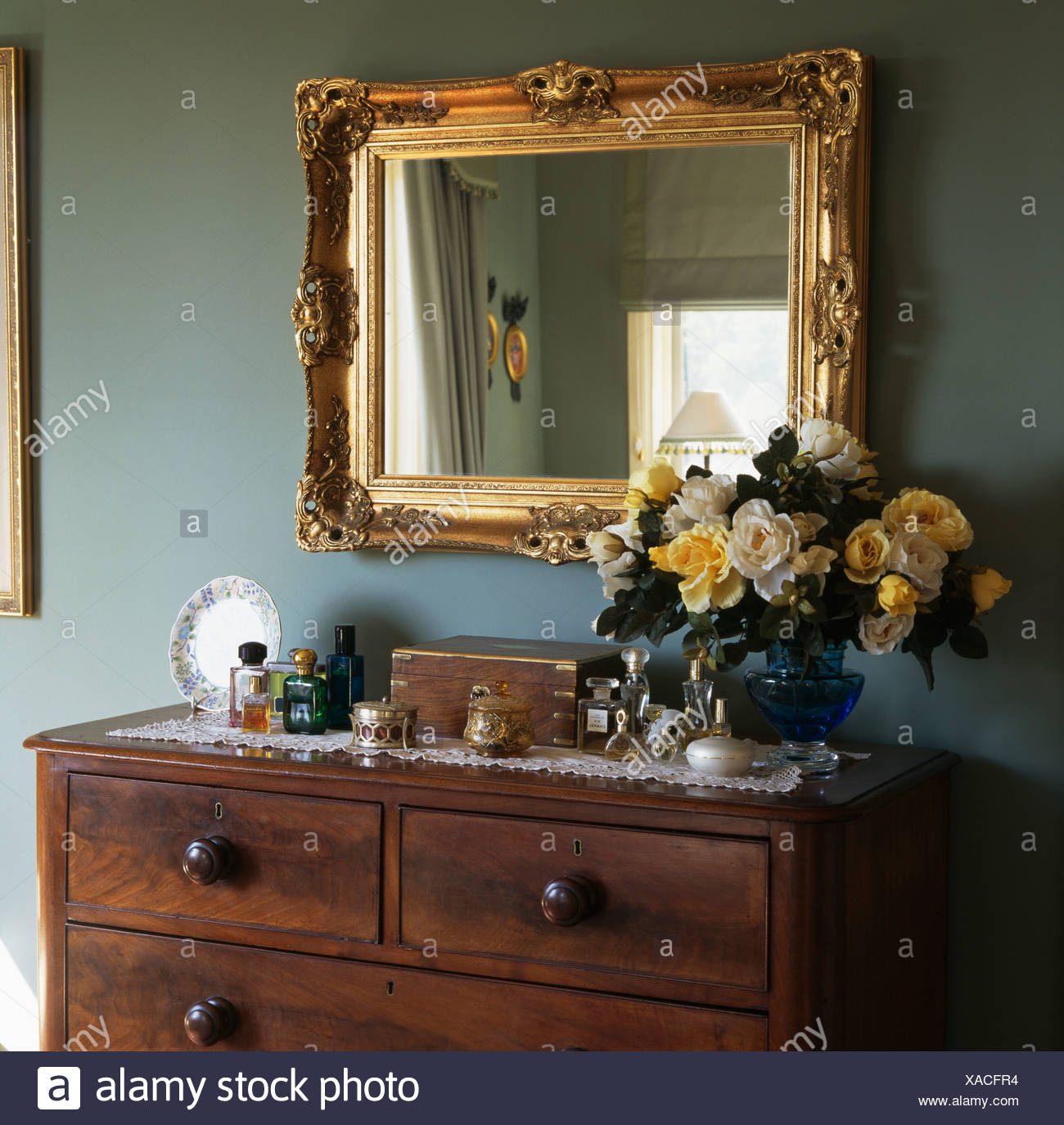 Interiors Bedrooms Chests Of Drawers Mirrors Stock Photos