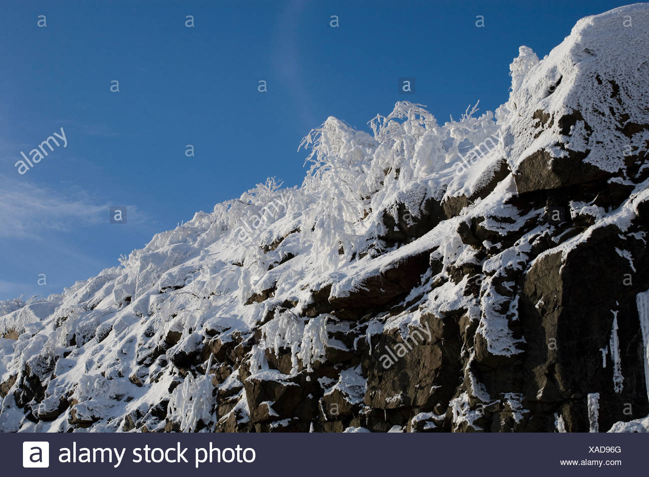 Snowy Rocks Winter Canada Stock Photo Alamy
