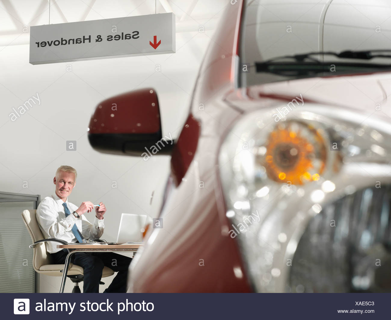 Car Salesman Sitting Desk In High Resolution Stock Photography and